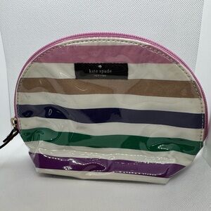 Kate Spade Purple and Green Striped Cosmetic Bag Set
